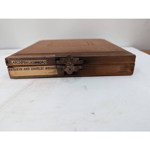 KINGSLEY HOT FOIL Stamping Printer letters Typeset 18 PT. BALLOON caps, Wood Box - Picture 6 of 7